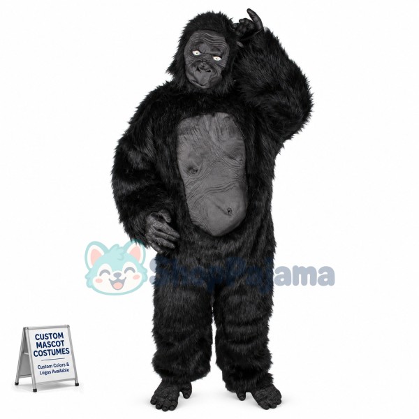 Interrogative Long-haired Chimpanzee Mascot Costume