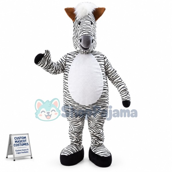 Weird Flat-headed Zebra Mascot Costume