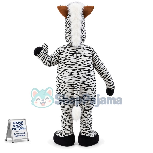 Weird Flat-headed Zebra Mascot Costume