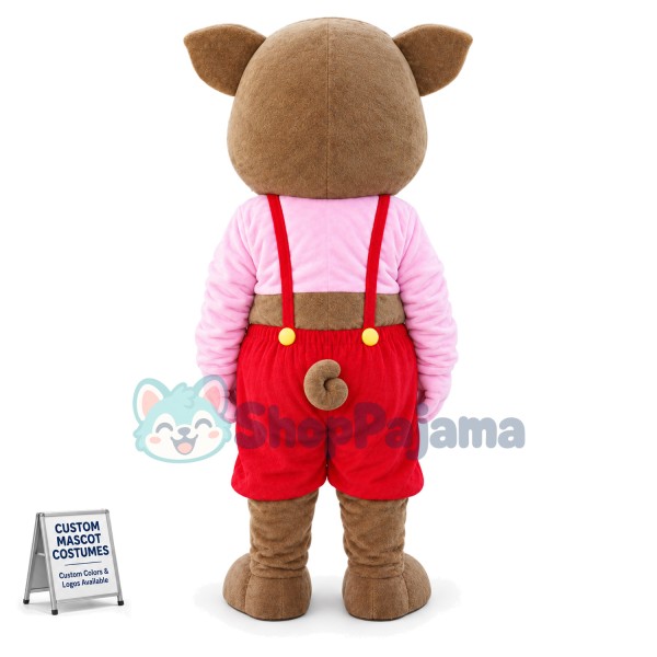 Brown Pig With Navel Mascot Costume