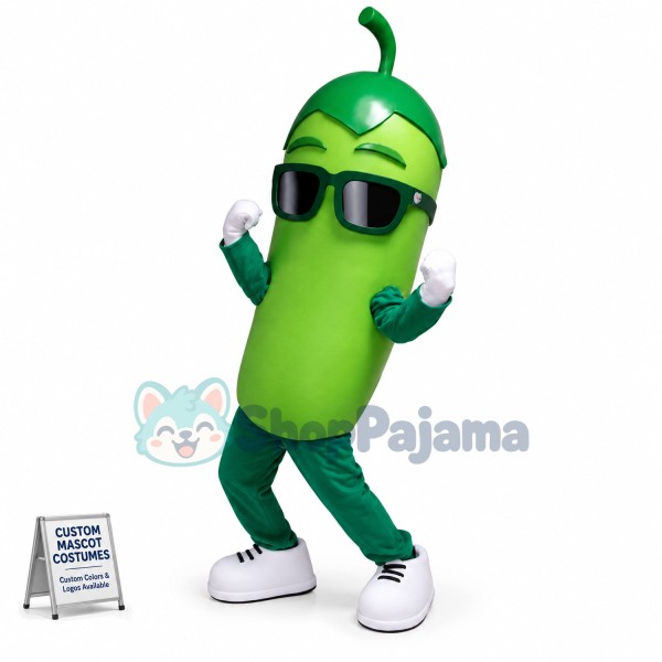 Showing Green Eggplant Mascot Costume