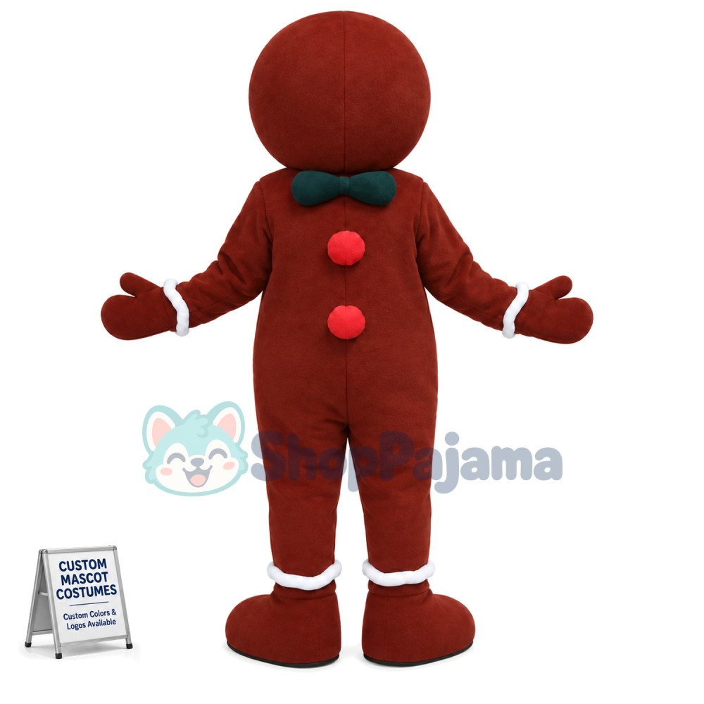 Bow Tie Gingerbread Man Mascot Costume