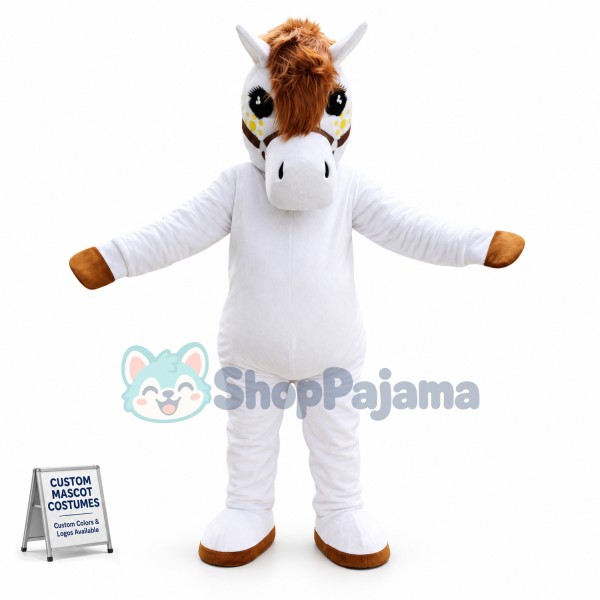 Beautiful White Horse Mascot Costume
