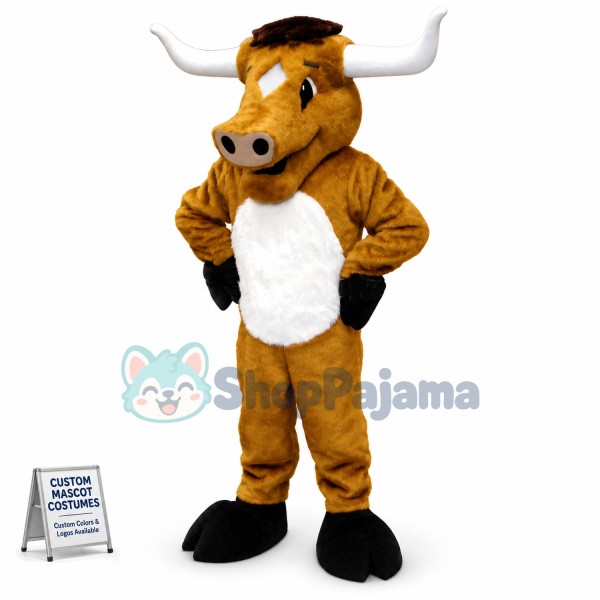 Strong Brown Bull Mascot Costume