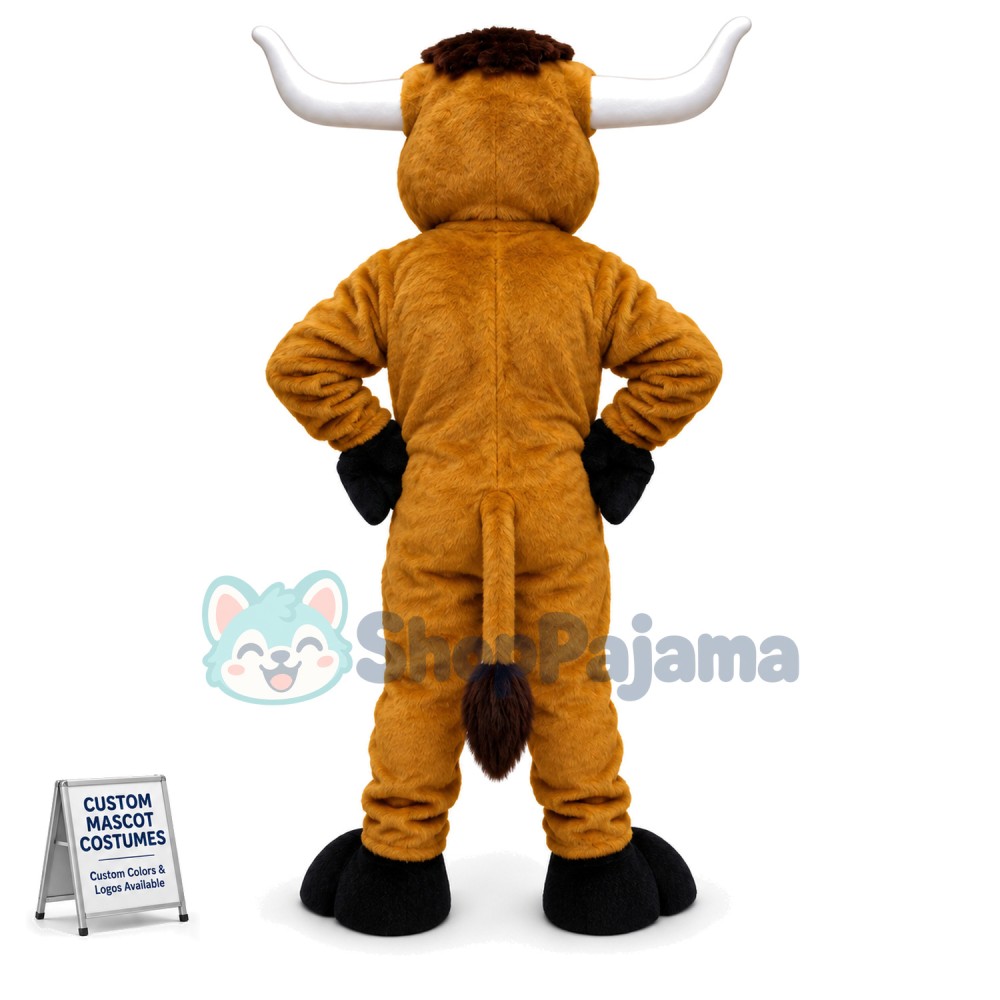 Strong Brown Bull Mascot Costume
