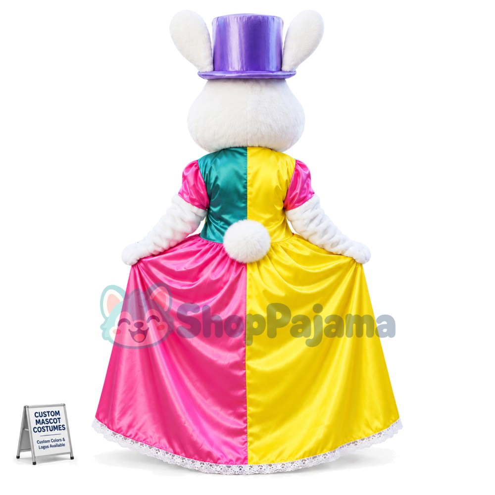 Bunny In The Colorful Dress Mascot Costume