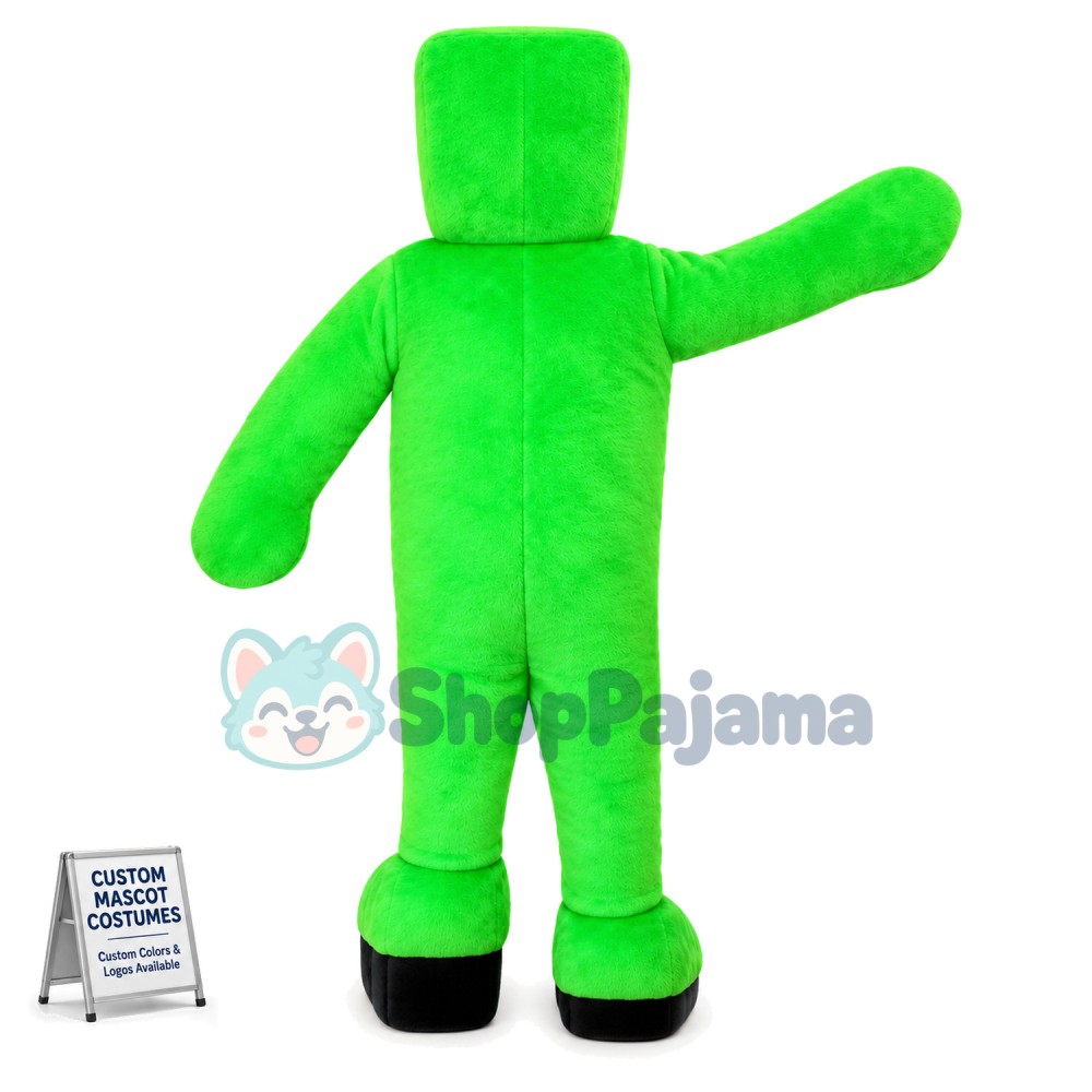 Bright Green Building Block Man Mascot Costume