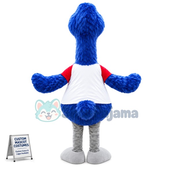 Blue Furry Ostrich Mascot Costume
