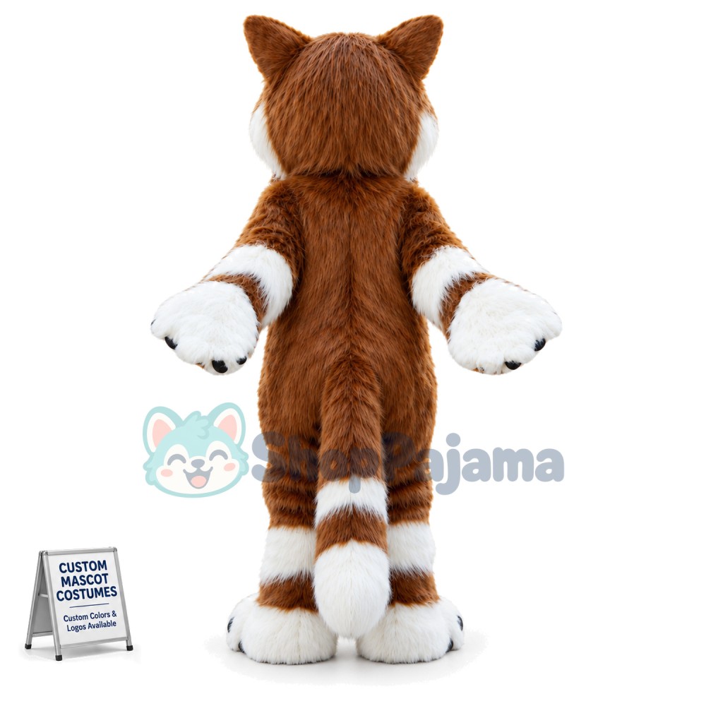 Brown & White Fox Mascot Long Wool Costume