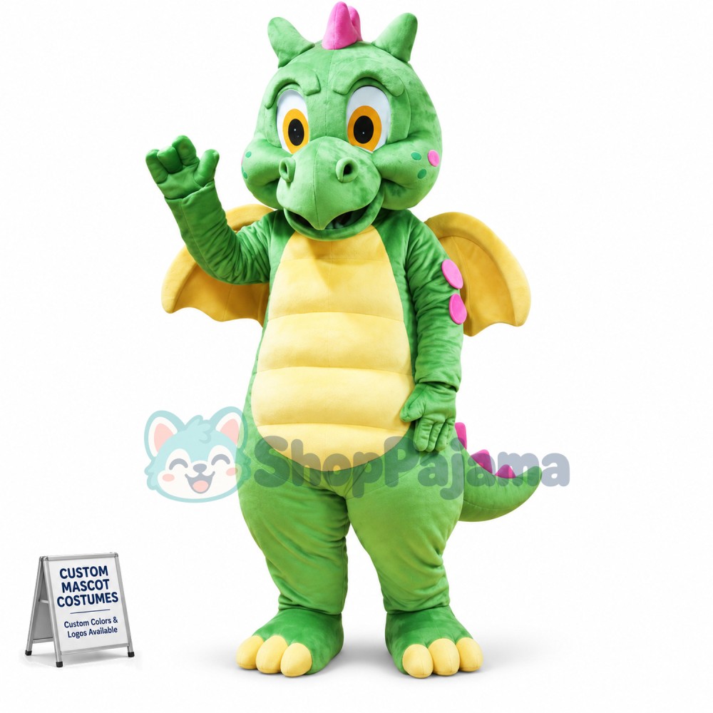 Adorable Green Dragon Mascot Costume