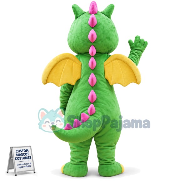 Adorable Green Dragon Mascot Costume