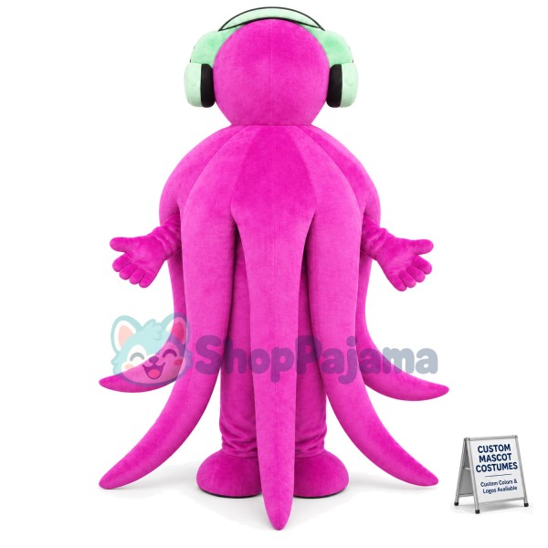 Giant Octopus With Headphone Mascot Costume