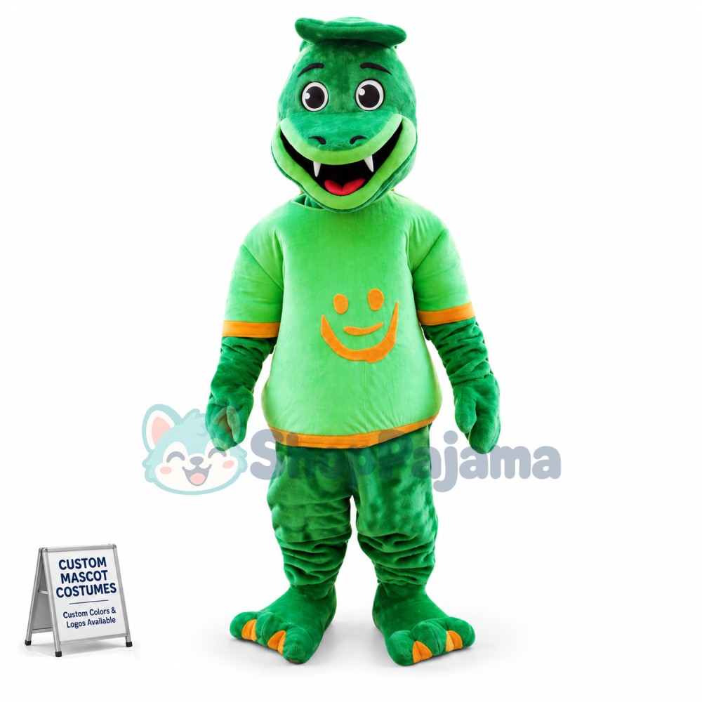 Green Snake With Fangs Mascot Costume