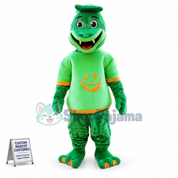 Green Snake With Fangs Mascot Costume