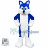 Blue & White Furry Wolf Mascot Costume