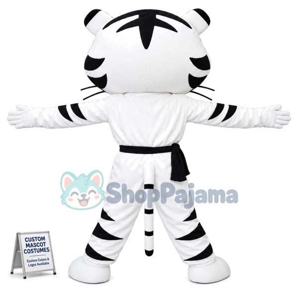 Taekwondo White Tiger Mascot Costume
