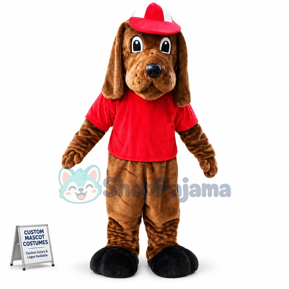 Brown Dog With Hat Mascot Costume