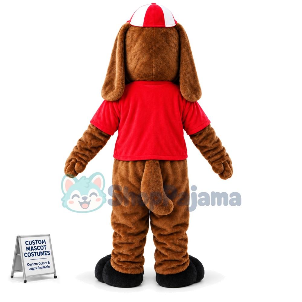 Brown Dog With Hat Mascot Costume