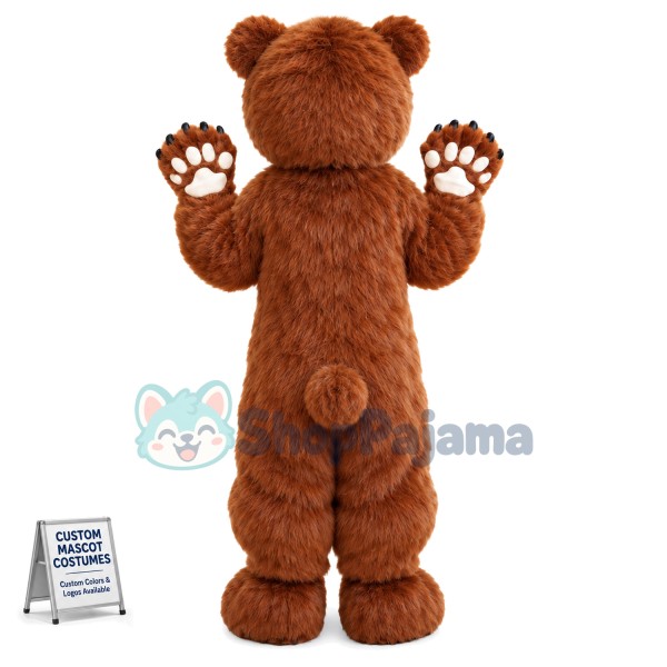Affable Furry Brown Bear Mascot Costume