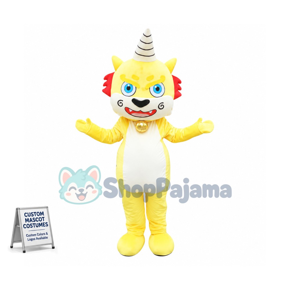 Blue Eyes Dragon With One Horn Mascot Costume