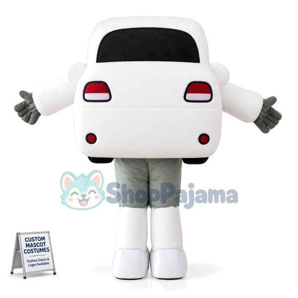 White Car Cartoon Mascot Costume