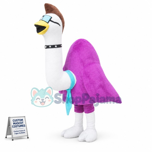 Punk Ostrich With Choker Mascot Costume