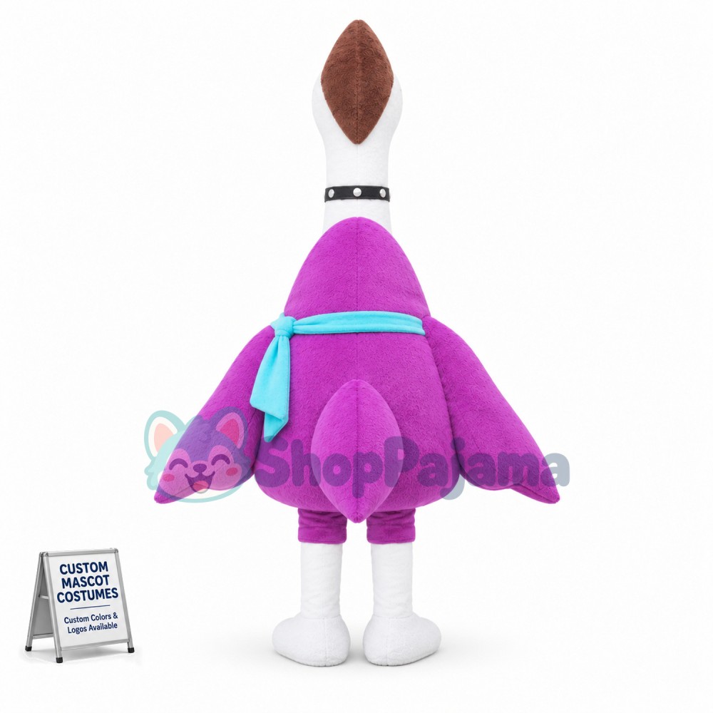 Punk Ostrich With Choker Mascot Costume