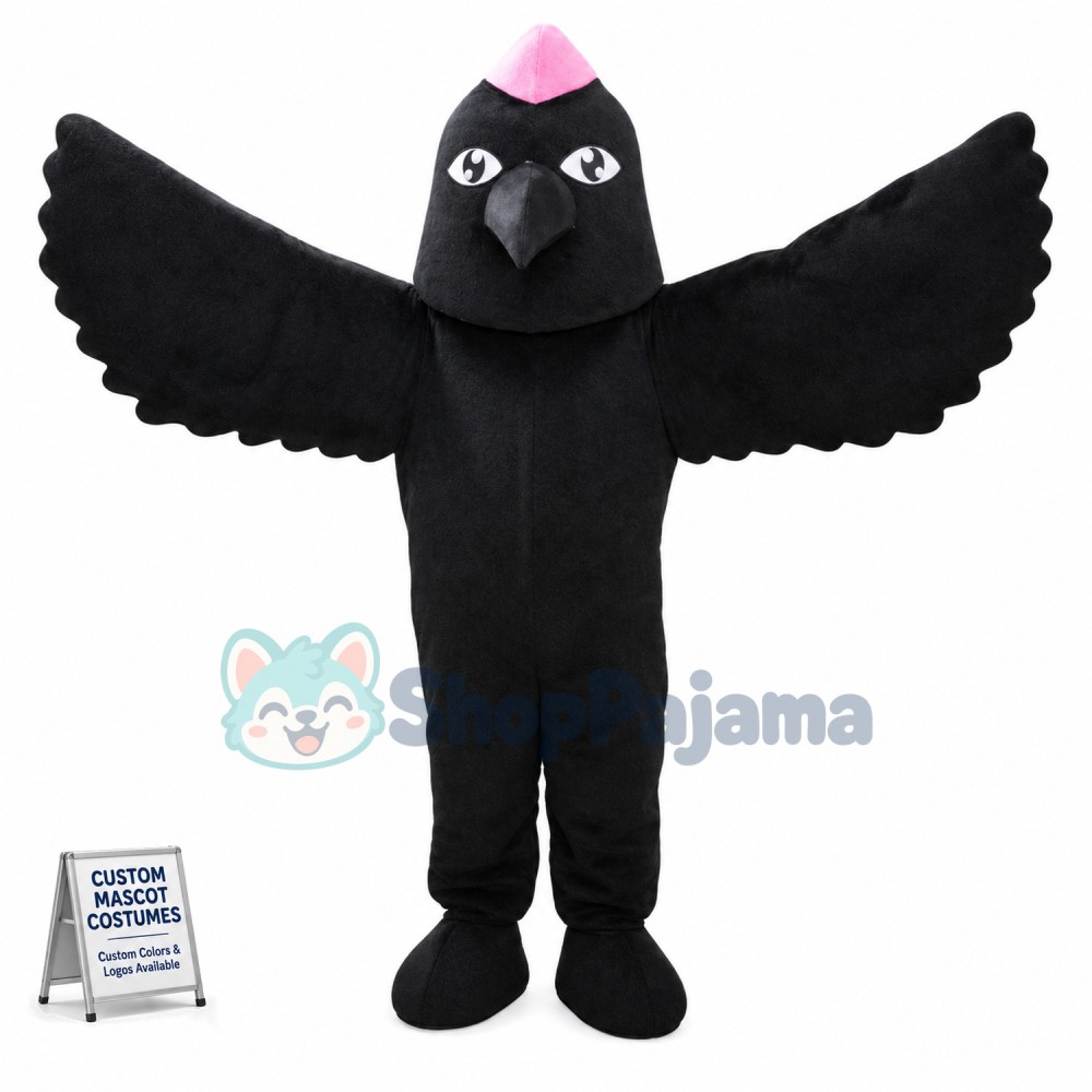 Black Bird With Beret Mascot Costume