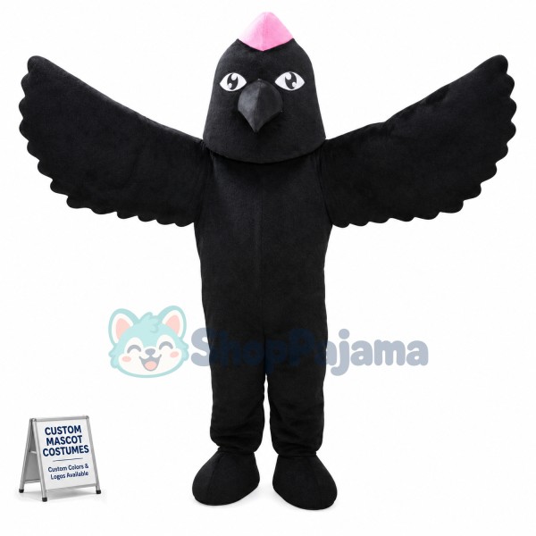 Black Bird With Beret Mascot Costume