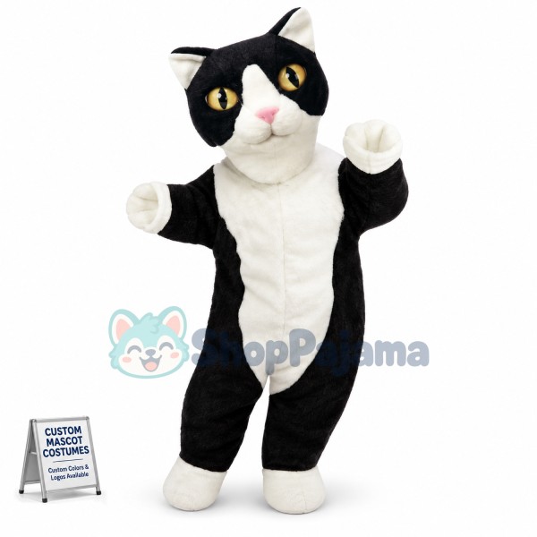 Black & White Cat Mascot Plush Costume