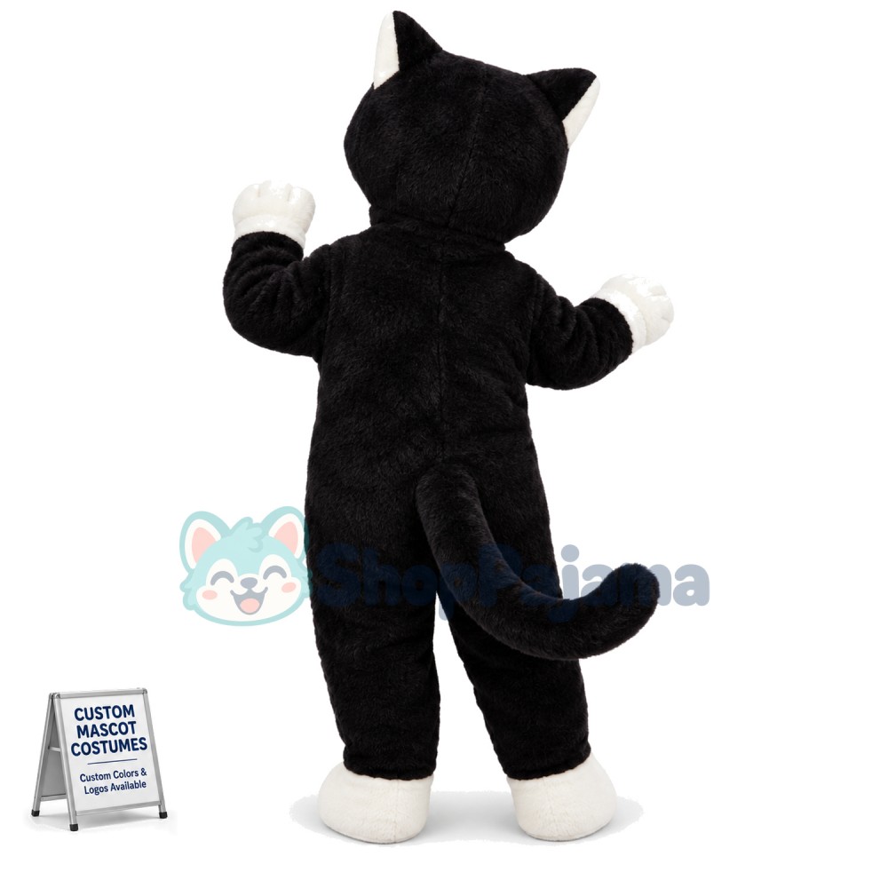 Black & White Cat Mascot Plush Costume