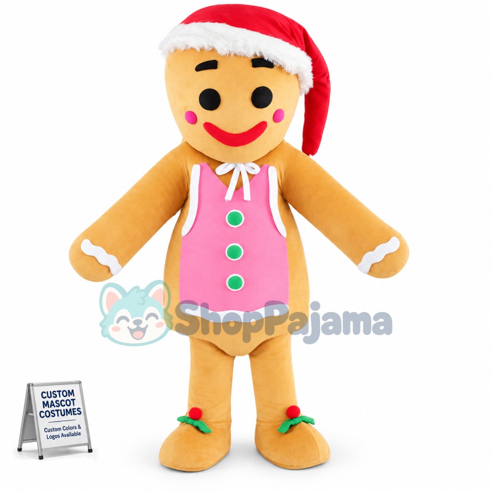 Christmas Gingerbread Man Cookie Mascot Costume