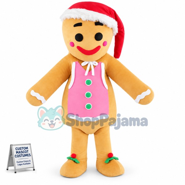 Christmas Gingerbread Man Cookie Mascot Costume