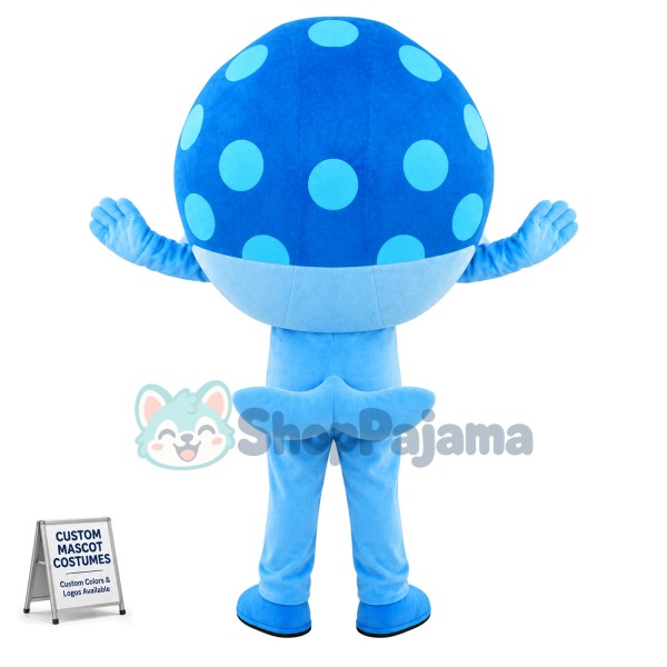 Swollen Blue Pufferfish Mascot Costume