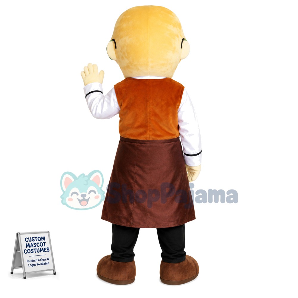 Blond Coffee Shop Clerk Mascot Costume