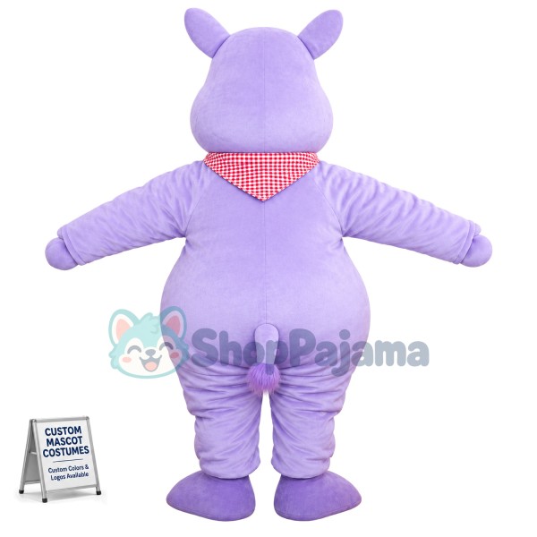 Polite Lilac Hippopotamus Mascot Costume