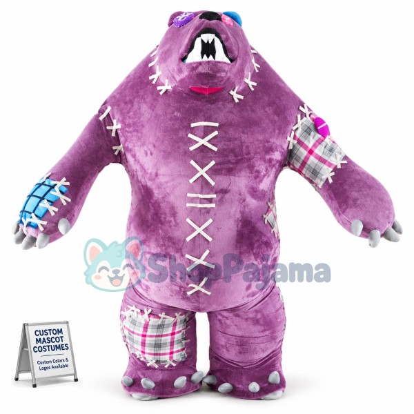 Violent Bear With Scars All Over Mascot Costume