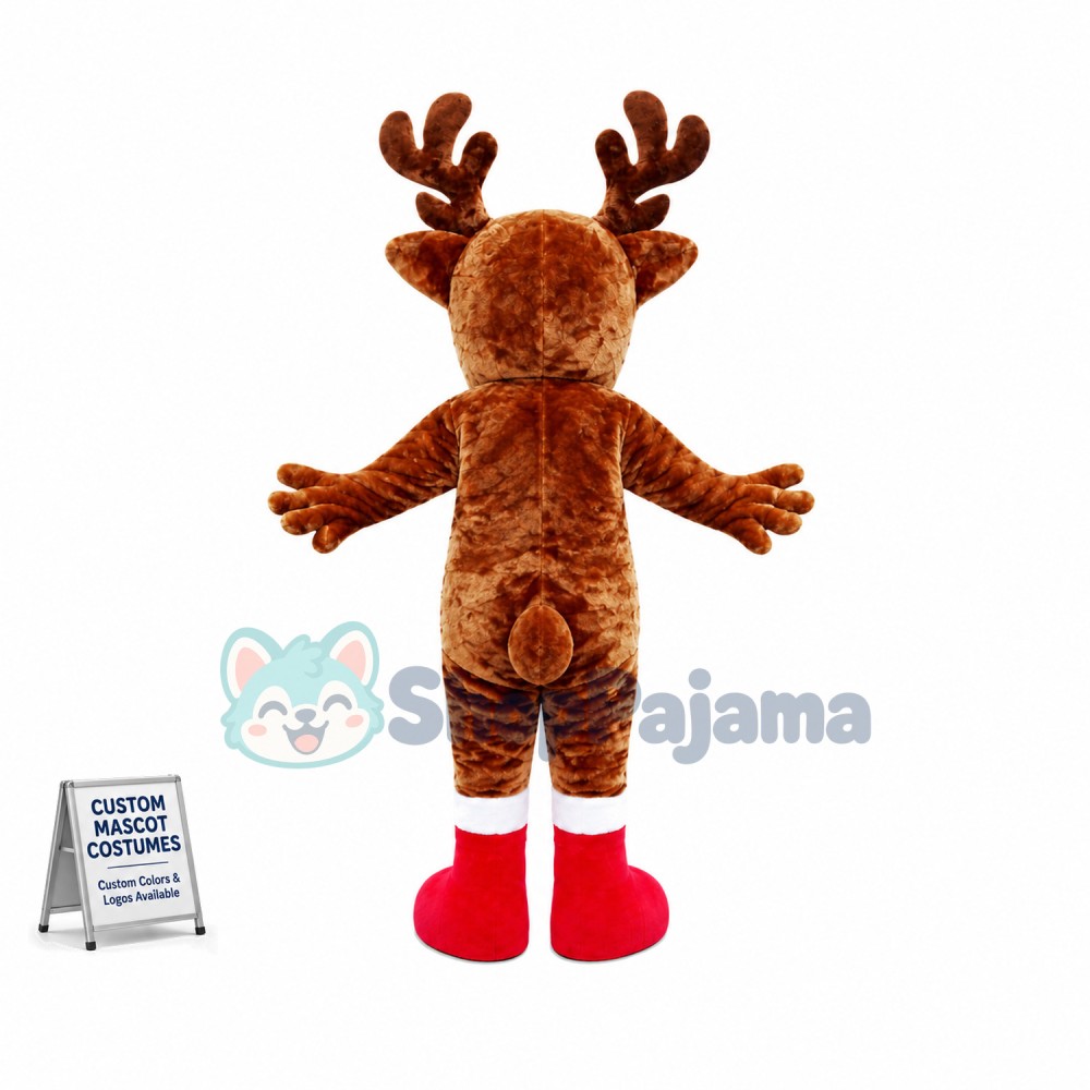 Christmas Elk With Red Nose Mascot Costume