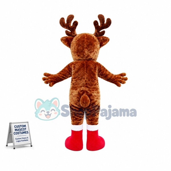 Christmas Elk With Red Nose Mascot Costume