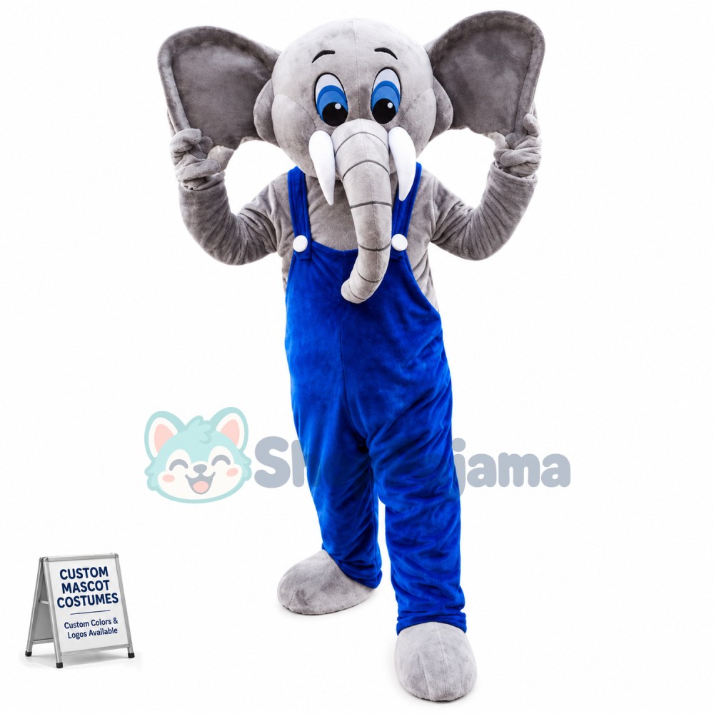 Amiable Elephant With Blue Eyes Mascot Costume