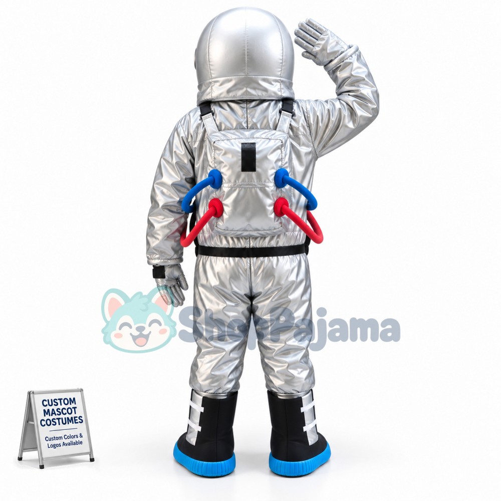 Astronaut In Silver Space Suit Mascot Costume