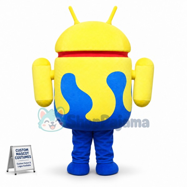 Yellow Android System Robot Mascot Costume