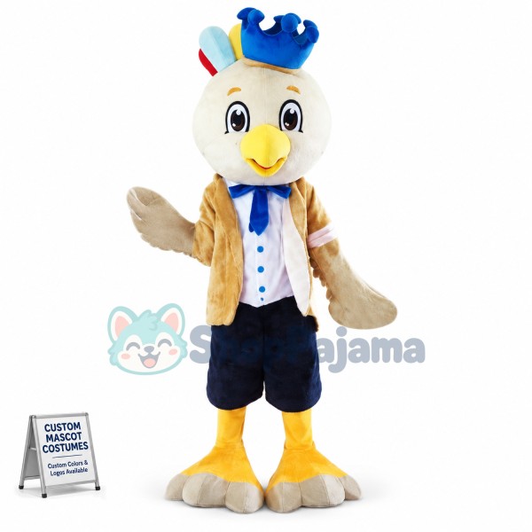 Blue Crown Bird Mascot Cartoon Costume