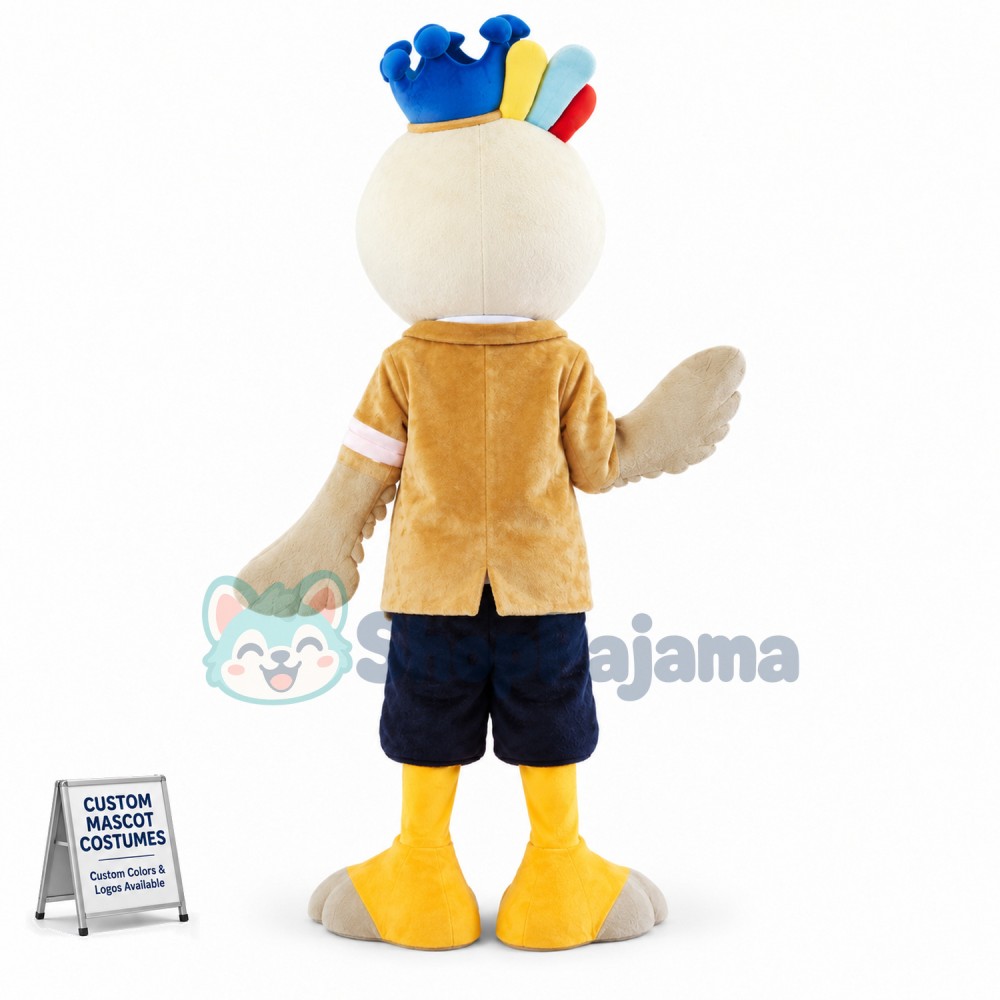 Blue Crown Bird Mascot Cartoon Costume