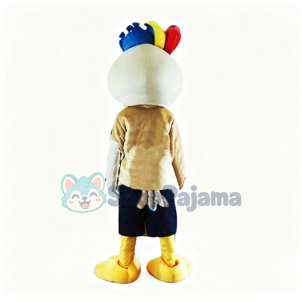 Blue Crown Bird Mascot Cartoon Costume