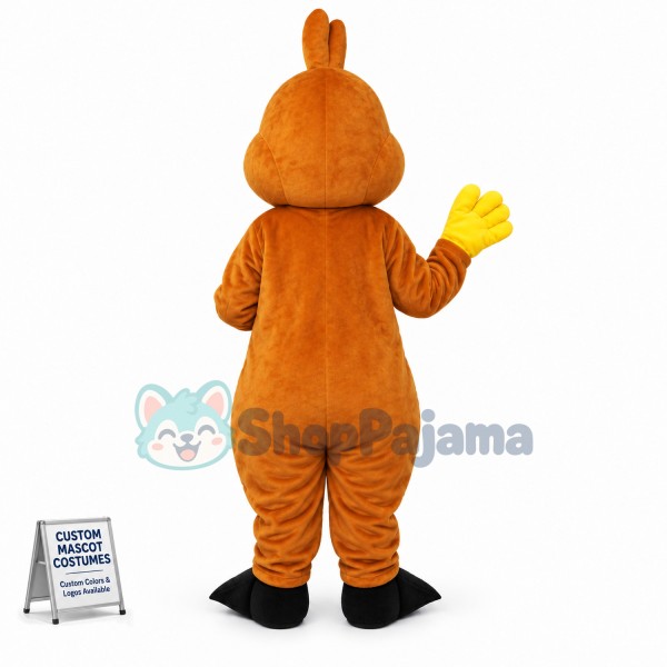 Brown Dragon With Sharp Teeth Mascot Costume