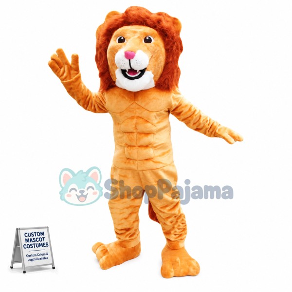 Tame Lion With Muscle Mascot Costume