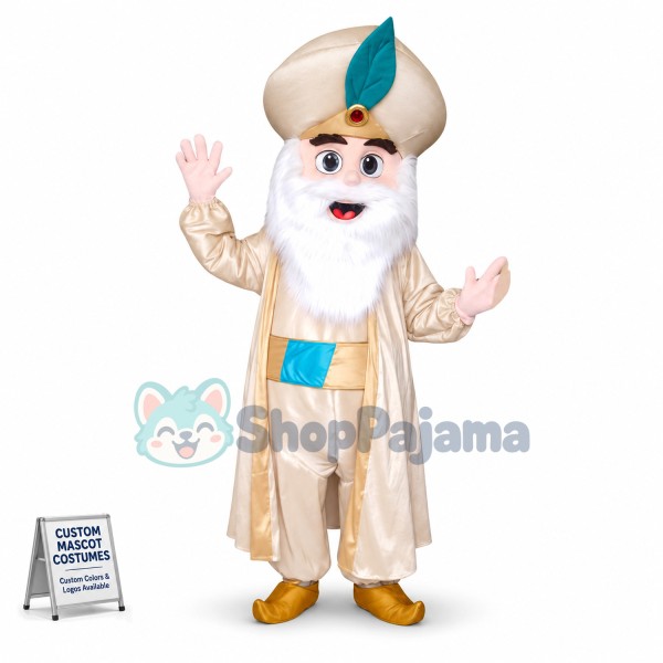 Arabian King With White Beard Mascot Costume