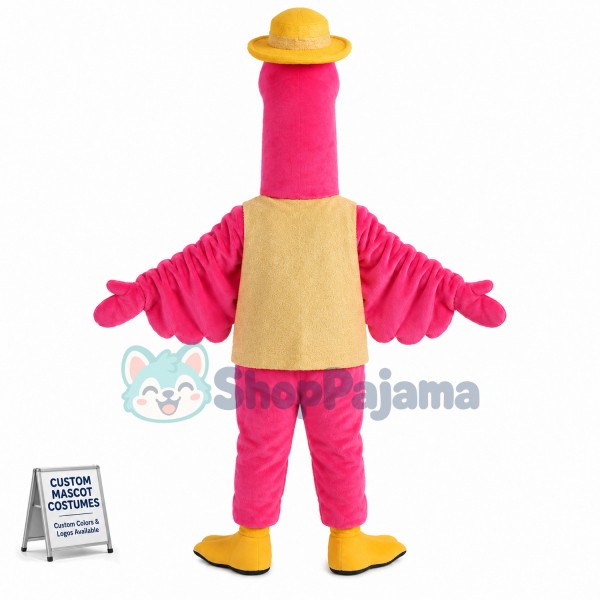 Pink Ostrich On Vacation Mascot Costume
