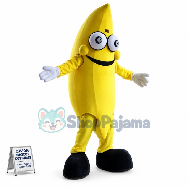 Cartoon Banana With Eyes Mascot Costume